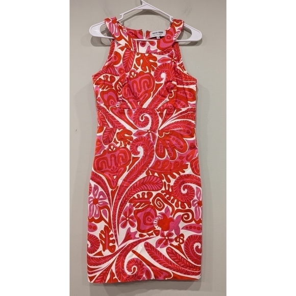 Skirtin Around Pink Red White Floral Racerback Dress Size 8 - Picture 1 of 6